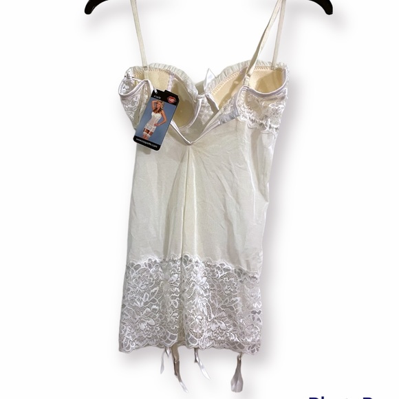 Coquette White Lacy Chemise with Padded Bra | Sexy Sparkly Lingerie Bride Lace - Picture 3 of 14